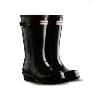 Original Gloss Rain Boots Black Hunter Boots with socks
